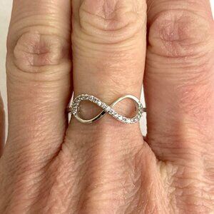 Sterling Silver 925 YGI Round Cubic Zirconia CZ Infinity Symbol Ring Size 7.75